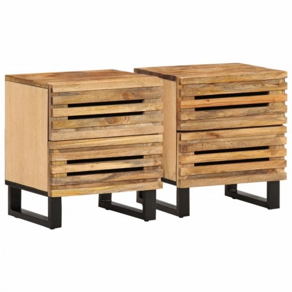 Szafki nocne, 2 szt., 40x34x46 cm, lite surowe drewno mango