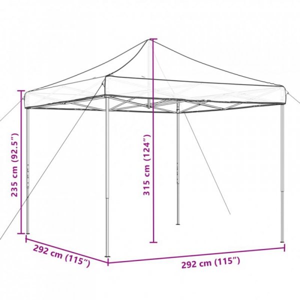 Składany namiot imprezowy typu pop-up, brązowy, 292x292x315 cm