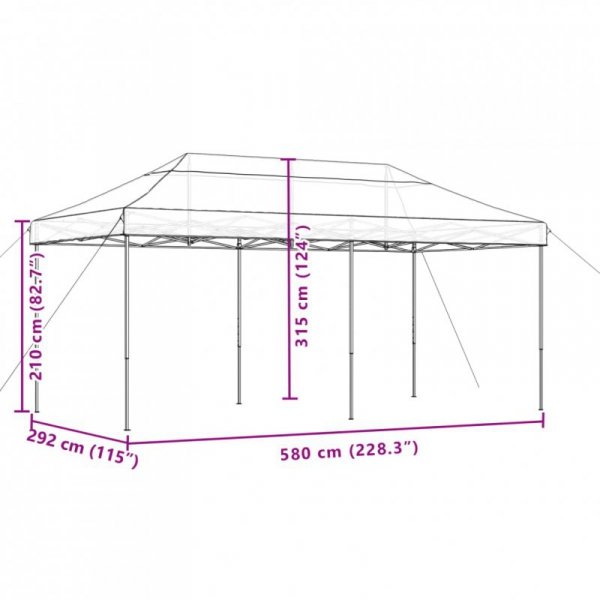 Składany namiot imprezowy typu pop-up, brązowy, 580x292x315 cm