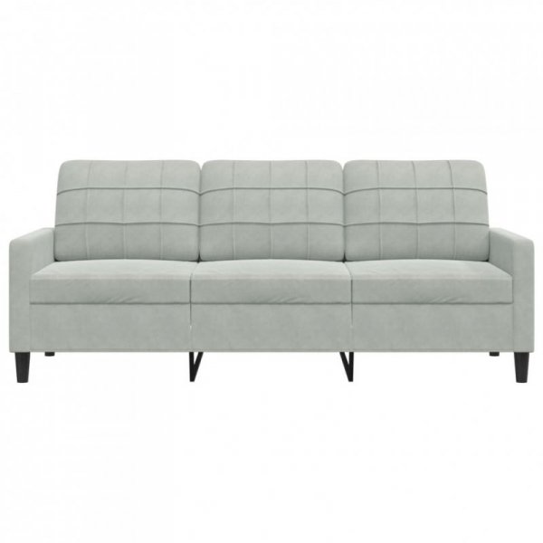 Sofa 3-osobowa, jasnoszara, 180 cm, tapicerowana aksamitem