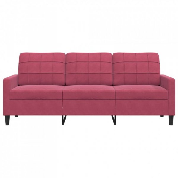 Sofa 3-osobowa, winna czerwień, 180 cm, obita aksamitem