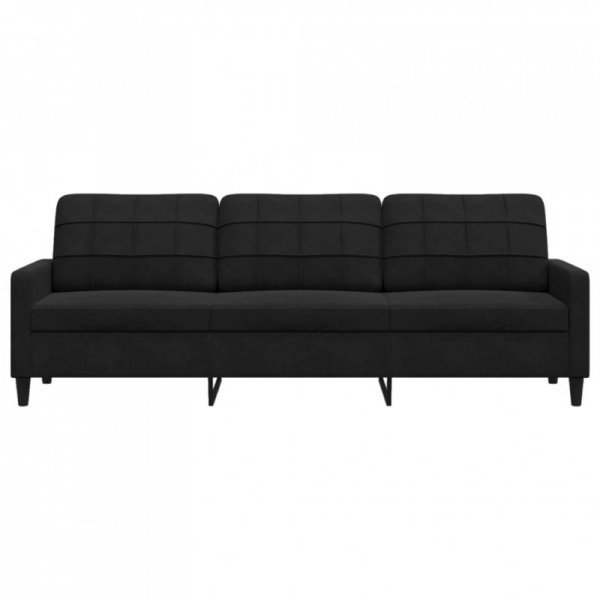 Sofa 3-osobowa, czarny, 210 cm, obita aksamitem