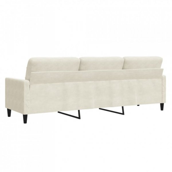 3-osobowa sofa, kremowa, 210 cm, tapicerowana aksamitem