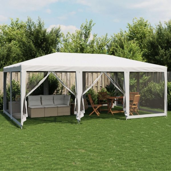 Namiot imprezowy z 10 ścianami z siatki, biały, 6x4 m, HDPE