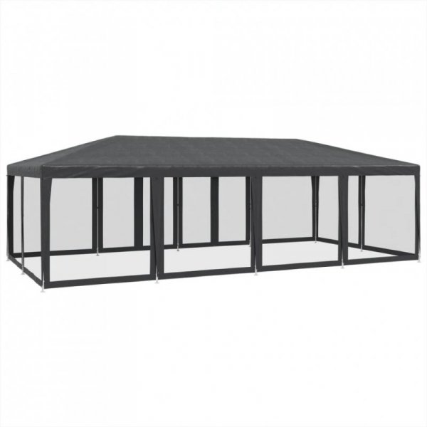 Namiot imprezowy z 12 ścianami z siatki, antracyt, 8x4 m, HDPE