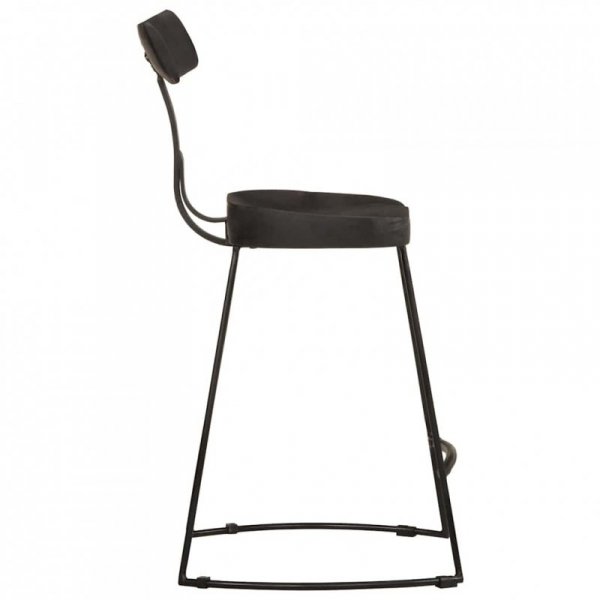 Hokery barowe 2 szt. Czarny 49x43x79 cm Drewno lite Mango