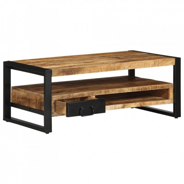 Stolik kawowy, 90x50x36 cm, surowe lite drewno mango