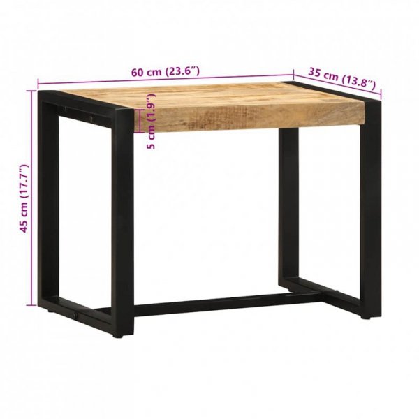 Ławka 60x35x45 cm lite drewno surowe mango