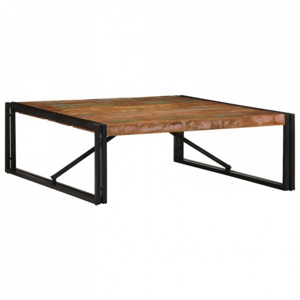 Stolik kawowy wielokolorowy 100x100x35 cm lite drewno odzyskane