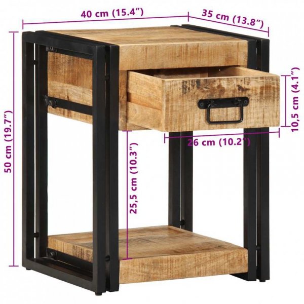 Szafki nocne 2 szt. 40x35x50 cm Drewno lite surowe Mango