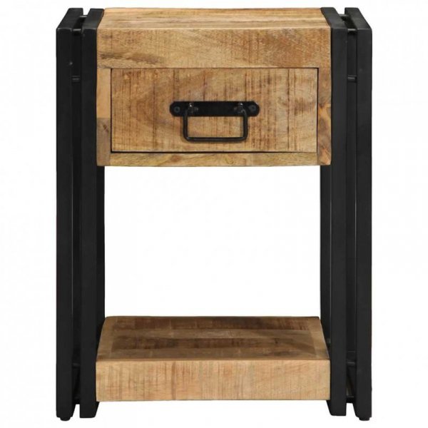 Szafki nocne, 2 szt., 40x40x50 cm, lite drewno surowe mango
