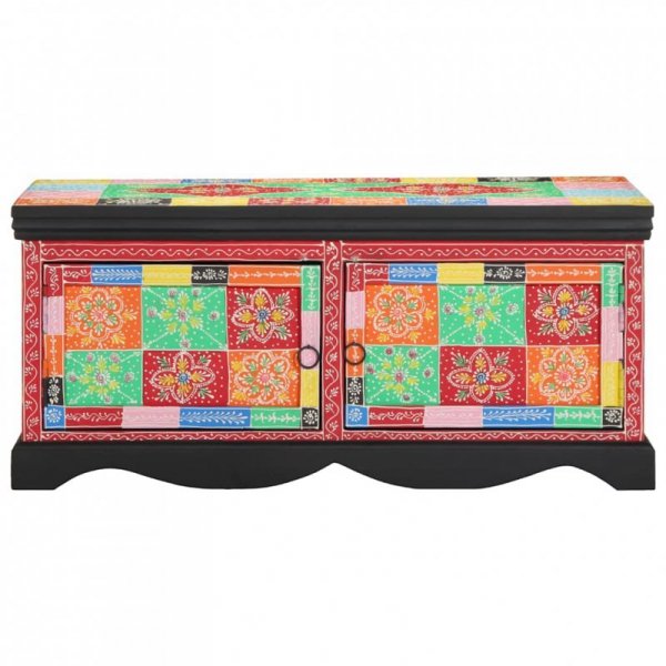 Stolik kawowy wielokolorowy 90x50x40 cm lite drewno mango