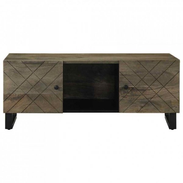 Stolik kawowy, czarny, 100x54x40 cm, lite drewno mango