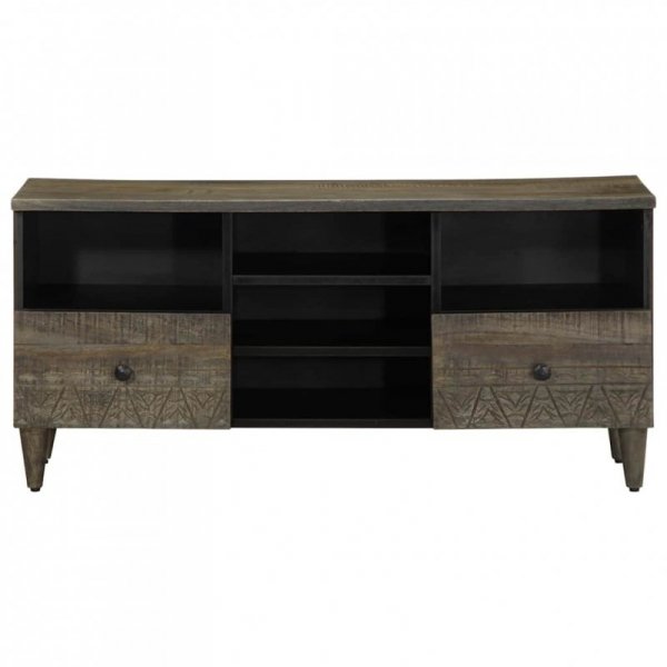 Szafka pod telewizor, czarna, 100x33x46 cm, lite drewno mango
