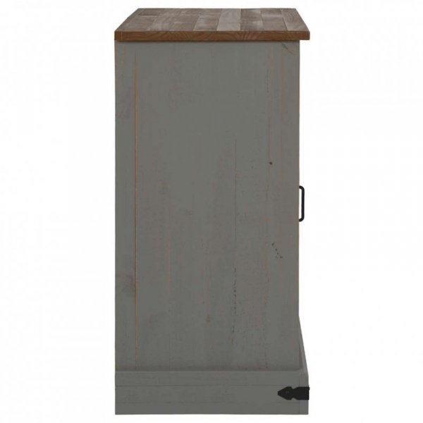 Komoda HALDEN 2 Drzwi przesuwne Szara 112x40x80 cm Drewno lite