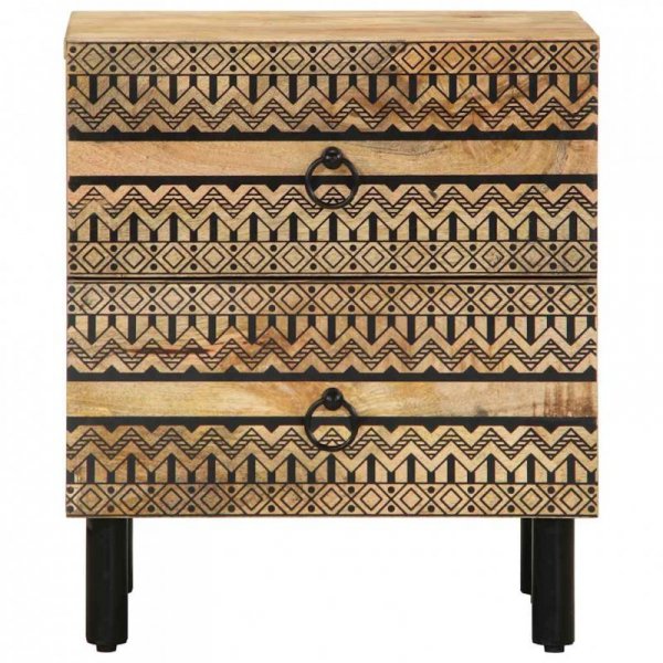 Szafki nocne, 2 szt., czarne, 40x33,5x46 cm, lite drewno mango