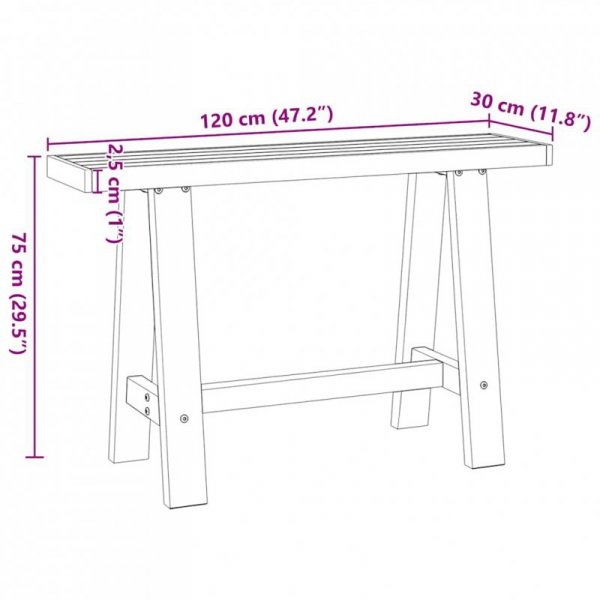 Stolik konsolowy, NOAIN, 120x30x75 cm, lite drewno sosnowe
