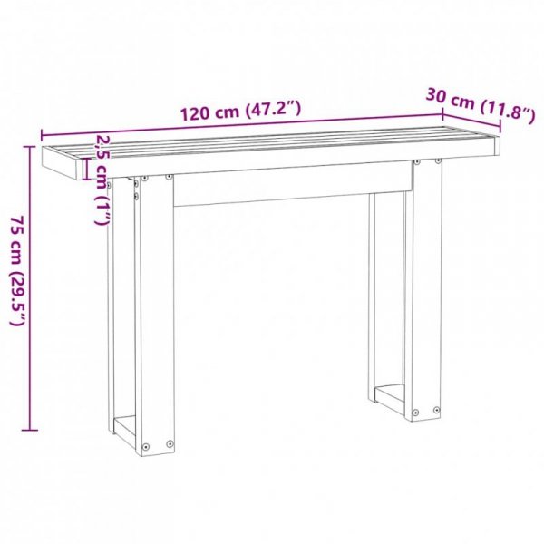 Stolik konsolowy, NOAIN, 120x30x75 cm, lite drewno sosnowe