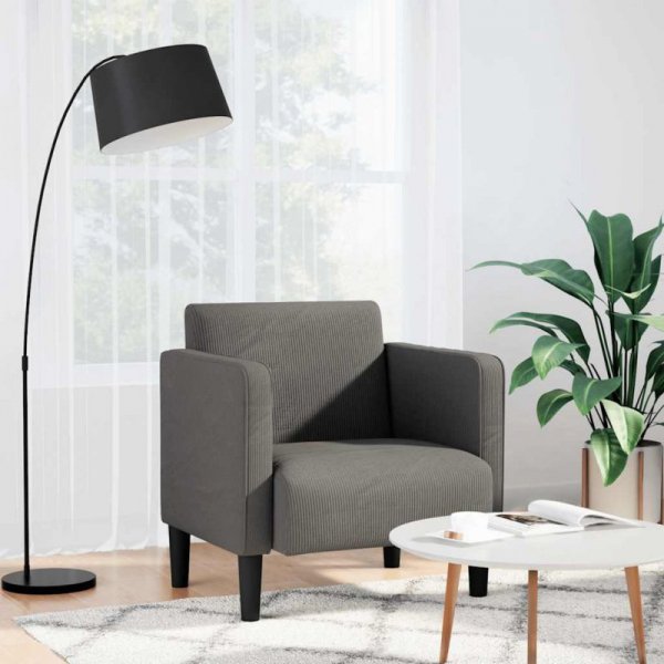 Sofa Fotel z Podłokietnikami Jasnoszary 54 cm Tkanina Kordowa