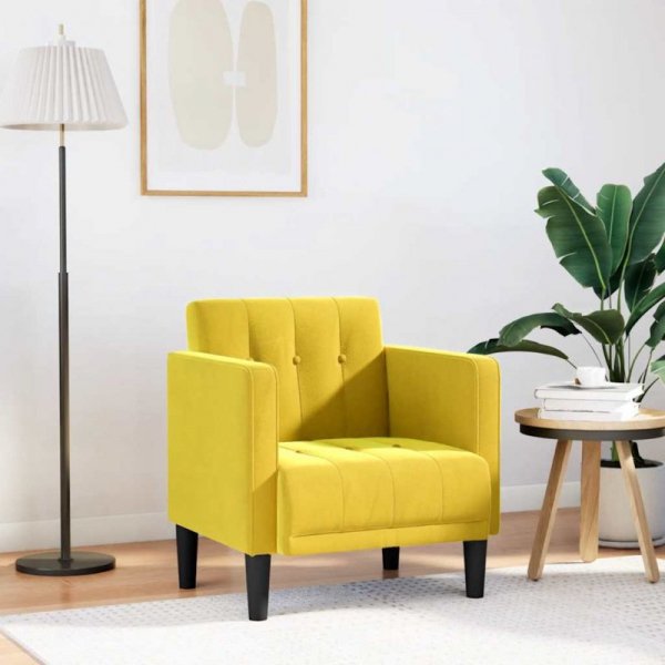 Sofa Fotel z Podłokietnikami Żółty 53 cm Aksamit