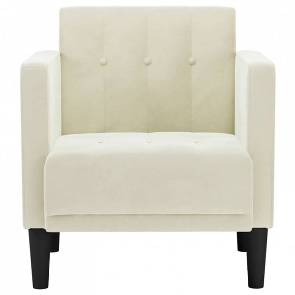 Sofa Fotel z Podłokietnikami Kremowy 53 cm Aksamit