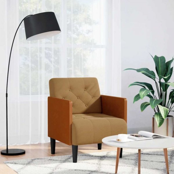 Sofa Fotel z Podłokietnikami Brązowy 55 cm Aksamit