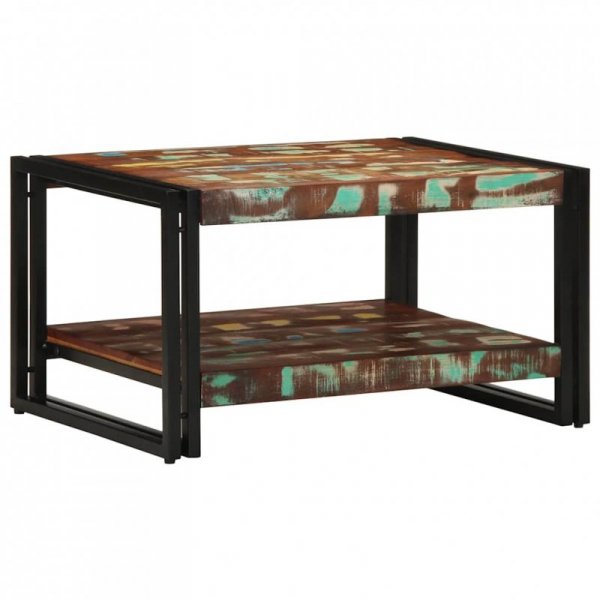 Stolik kawowy wielokolorowy 70x50x38 cm lite drewno odzyskane