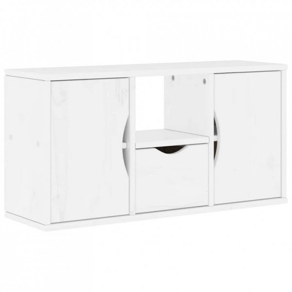 Szafka RTV z szufladą „ODDA” Biała 79x24x40cm Drewno lite Sosna