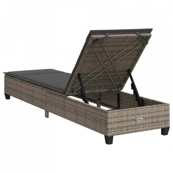Leżak z poduszkami Szary 55x200x25,5cm Polirattan