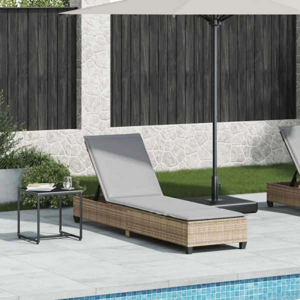Leżak z poduszkami beżowy 55x200x25,5cm polirattan