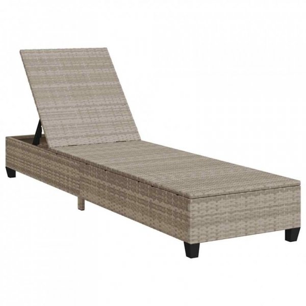 Leżak z poduszkami Jasnoszary 55x200x25,5cm Polirattan