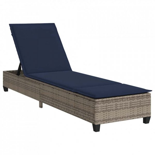 Leżak z poduszkami Szary 55x200x25,5cm Polirattan