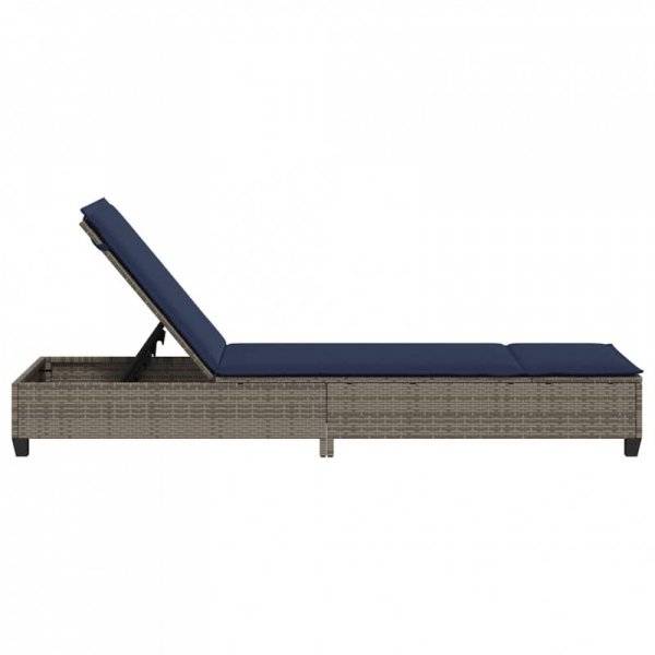 Leżak z poduszkami Szary 55x200x25,5cm Polirattan