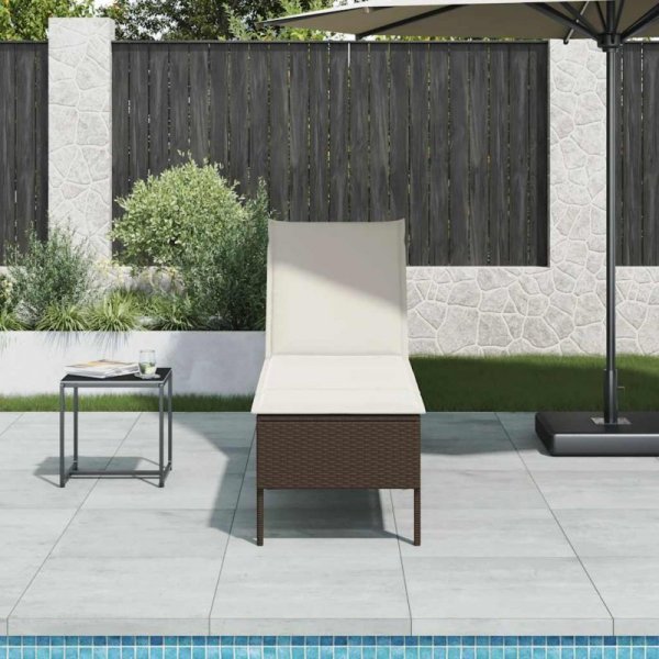 Leżak z poduszką Brązowy 55x200x44cm Polirattan