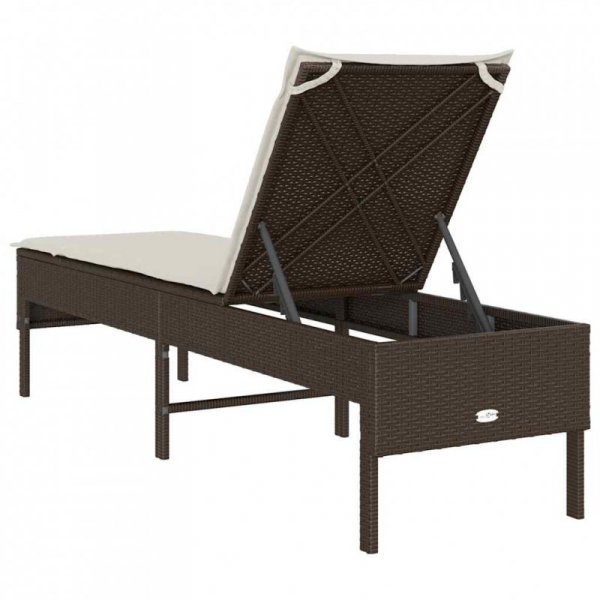 Leżak z poduszką Brązowy 55x200x44cm Polirattan