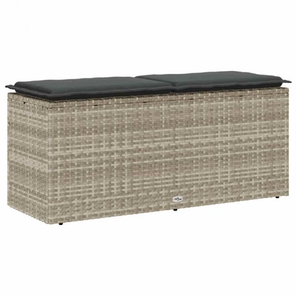 Ławka ogrodowa z poduszką Jasnoszara 110x40x44 cm Polirattan