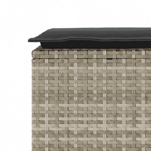 Ławka ogrodowa z poduszką Jasnoszara 110x40x44 cm Polirattan