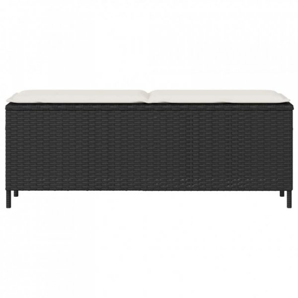 Ławka ogrodowa z poduszką Czarna 110x30x40,5 cm Polirattan
