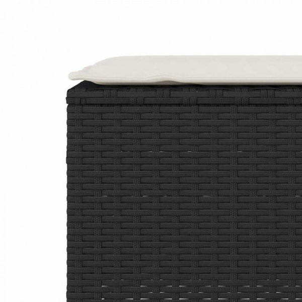 Ławka ogrodowa z poduszką Czarna 110x30x40,5 cm Polirattan