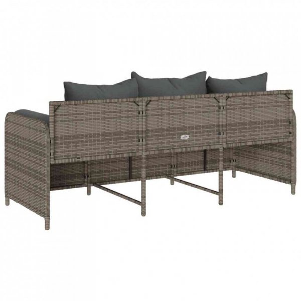 3-osobowa sofa ogrodowa z poduszkami, szara, polirattan