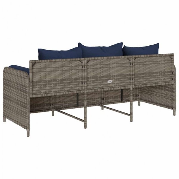3-osobowa sofa ogrodowa z poduszkami, szara, polirattan