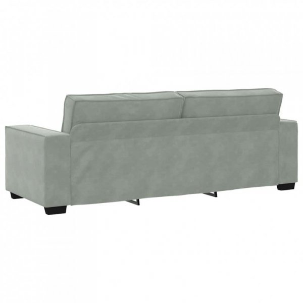 Sofa 3-osobowa, jasnoszara, 180 cm, tapicerowana aksamitem