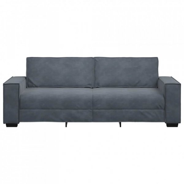 Sofa 3-osobowa, ciemnoszara, 180 cm, obita aksamitem