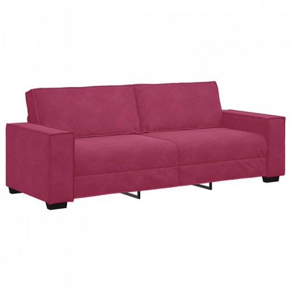 Sofa 3-osobowa, winna czerwień, 180 cm, obita aksamitem