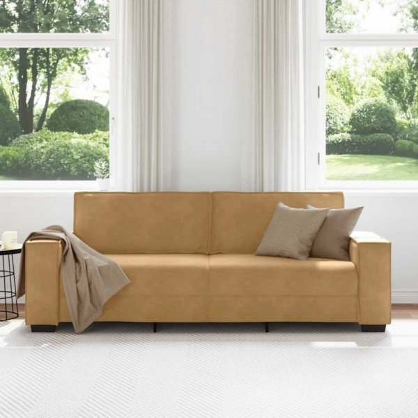 Sofa 3-osobowa, brązowa, 180 cm, tapicerowana aksamitem