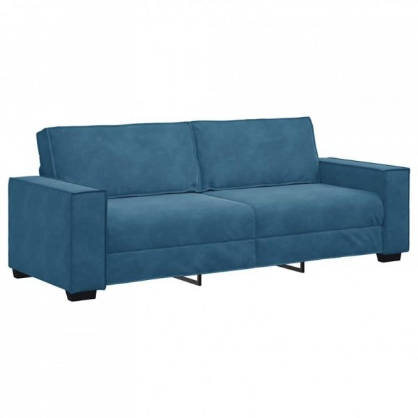 Sofa 3-osobowa, niebieski, 180 cm, tapicerowana aksamitem