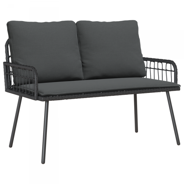 Ławka ogrodowa  Czarna 114x64x78 cm z polirattanu