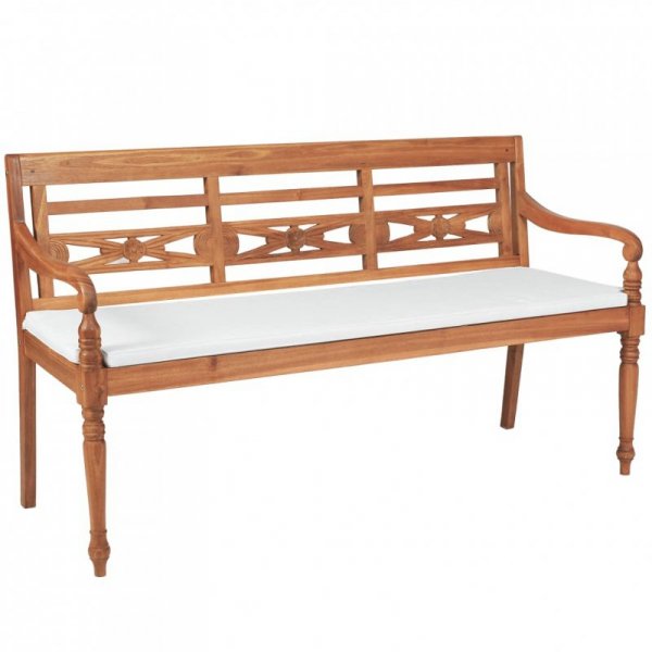 Ławka Batavia z poduszkami, 150 cm, drewno tekowe