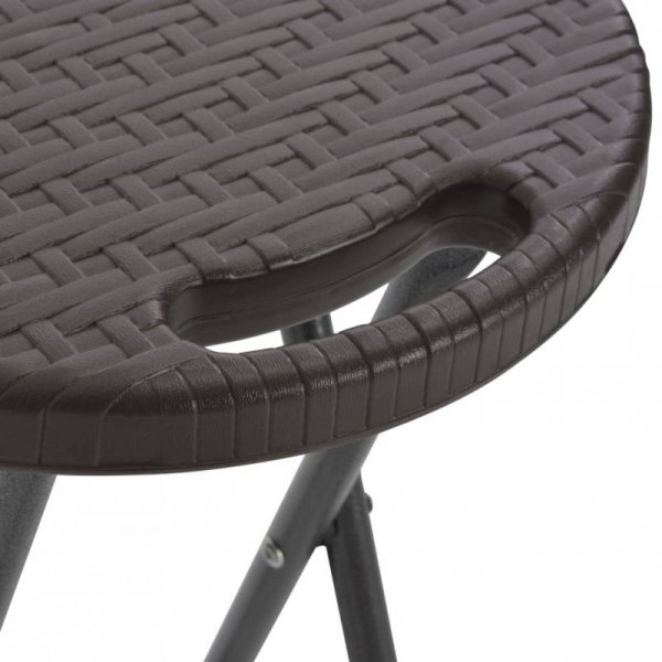 Składane stołki, 2 szt., HDPE i stal, brązowe, rattanowy wygląd