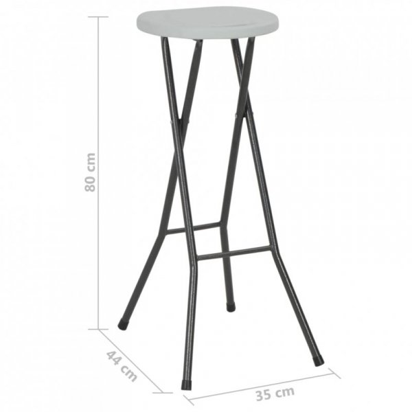 Składane stołki barowe, 2 szt., HDPE i stal, białe
